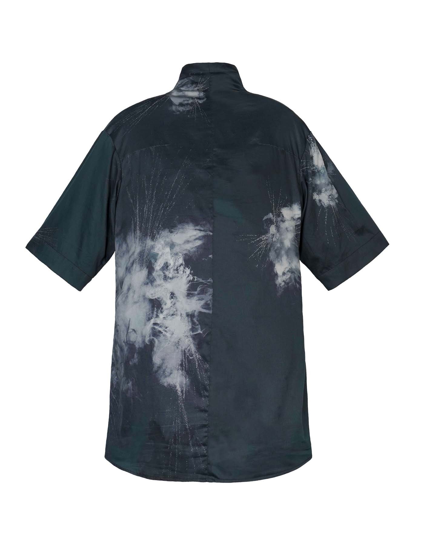 INF Kimono Style Deconstructed Shirt With Short Sleeves — INF